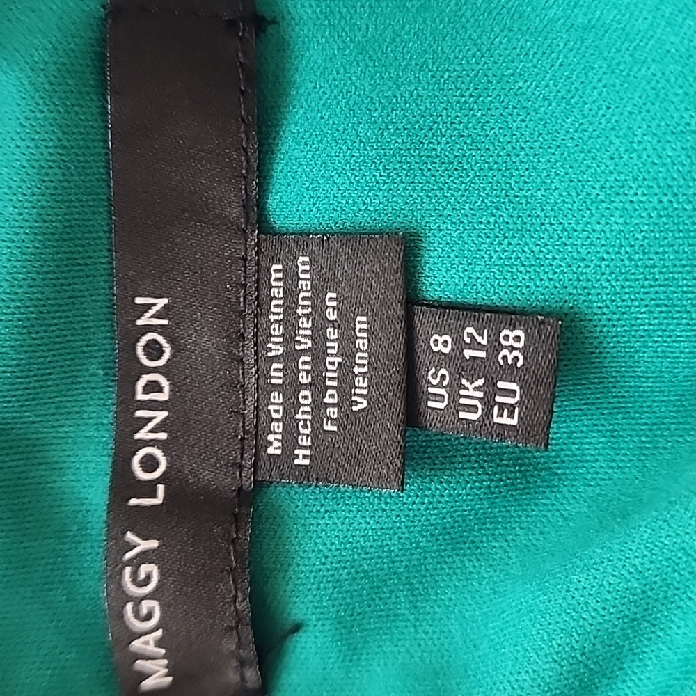 Nwot Maggy London Women's Sleevless Midi Seath Dress Teal SZ 8 - Picture 4 of 5